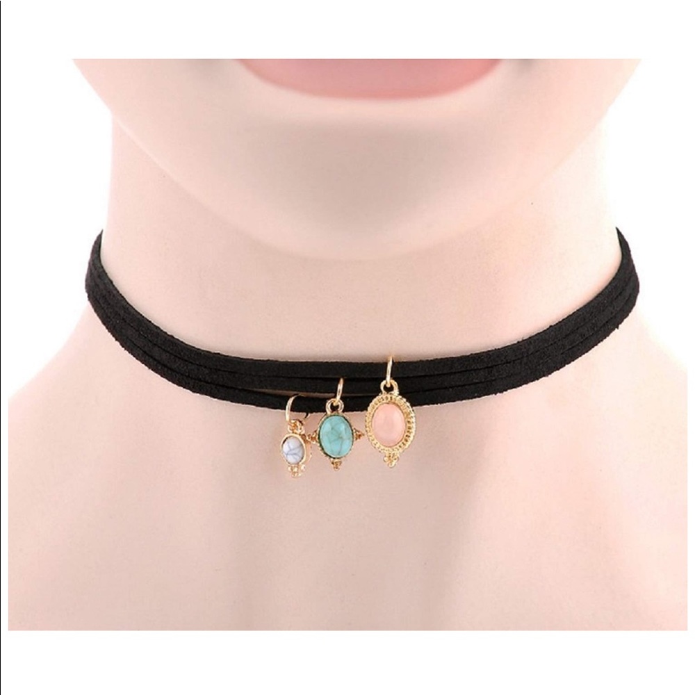 Set of 3 Faux Gemstone Choker Necklaces